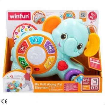 Arrastre Musical Elefante Winfun con Luz, Frases y Melodías, Botones Interactivos, para Bebés de +6 Meses