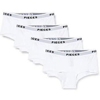 PIECES PCLOGO Lady 4 Pack Solid Noos BC Bxer, Blanco Brillante, XL para Mujer