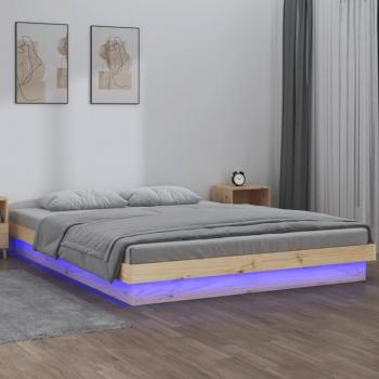 Cama solar con LED 140x190 cm en madera maciza Vidaxl Marrón