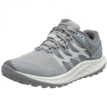 Merrell Zapatillas de Senderismo Antora 3 Goretex para Mujer, color gris con detalles en azul claro, talla 36 EU