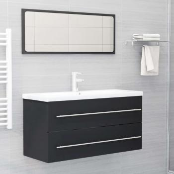 Conjunto de muebles de baño 2 piezas gris madera multicapa aglomerado