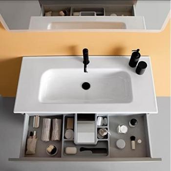ROYO Vitale Conjunto Mueble 3 Cajones F-39 Blanco Brillo. - Medida: 80 CMS