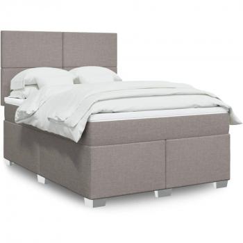 Cama box spring con colchón de muelles en tela Tortora 140x190 cm