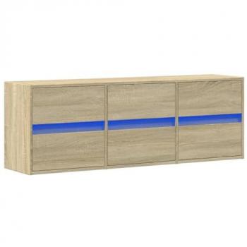 Mueble de TV de pared con luces LED roble Sonoma 130x31x45 cm