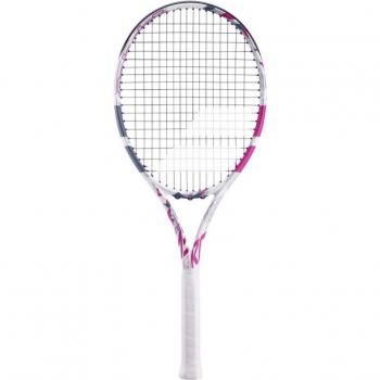 Raqueta de tenis Babolat Evo Aero Rosa S, ligera y maniobrable, ideal para principiantes, con un peso de 260 g, tamaño de cabeza 105 in², longitud 68.5 cm, balance ligeramente hacia la
