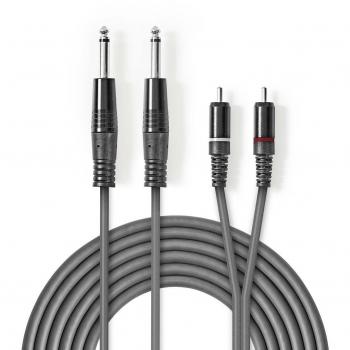 Cable de audio estéreo Nedis 2X 6.35mm M-2X RCA M 5.0m Gris