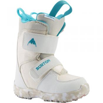 Burton Botas de Snowboard Mini Grom - Botas de snowboard para niños, color blanco, diseño ligero y cómodo, fácil de poner y quitar, sistema de cierre rápido, suela duradera y tracción adecuada para principiantes