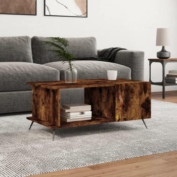Mesa de centro madera contrachapada 90x50x40 cm en color Blanco y Negro, con acabado brillante, ideal para salón o comedor, también conocida como Mesita Auxiliar o Mesa de Café; además, Mesa de centro madera contr