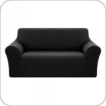 UMI. by Amazon Funda Elastica para Sofa Ajustable 2 Plazas Negro