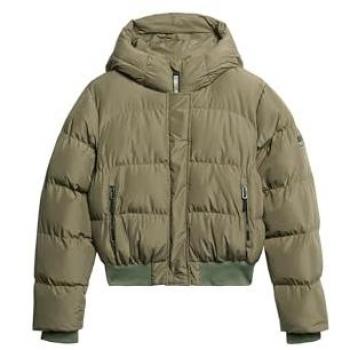 Chaqueta con capucha Superdry Sports Puffer Bomber verde caqui mujer