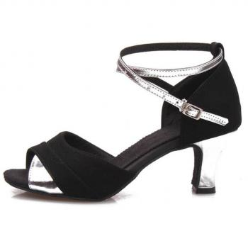 Wgwioo Chicas De La Mujer Latina Salón De Baile Salsa Zapatos De Baile Sandalias De Tacón Alto Hebilla De Piel De Cuero Oro Plata Rojo . Silver . 40
