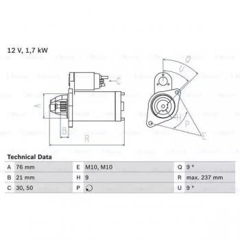 Motor de Arranque Bosch 986021980 - Tipo: Motor de arranque; Marca: Bosch; Número de pieza: 0 986 021 980