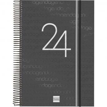 Agenda Finocam Year E40 2024 Día Página Espiral Negro Catalán 210x297mm