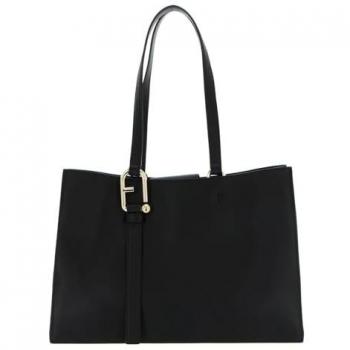 Furla Nuvola Large Black Leather Hobo Tote Bag for Women