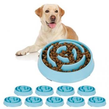 Comedero Antivoracidad para Perro L - Cuenco Antiestrés, Comida Lenta, Apto Lavavajillas, 400 ml, Azul