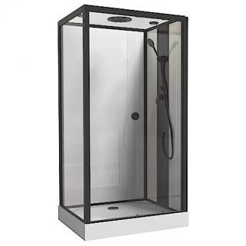 Cabina de Ducha Gonea 110x80 cm - Sin Silicona - Perfiles de Aluminio - Negro Mate - En Kit