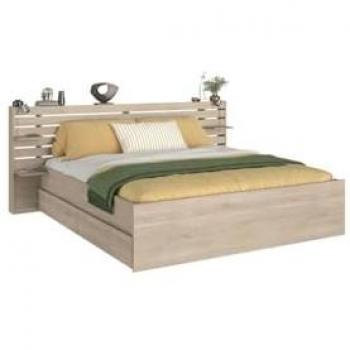 Cama 180 x 200 cm con compartimentos y cabecera - Color: natural - TENALIA