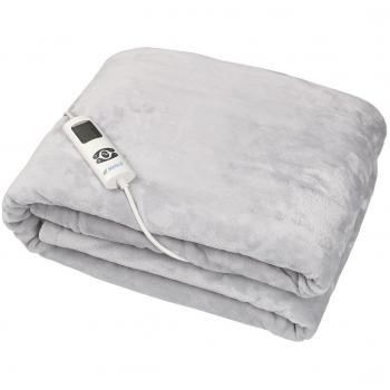 Manta eléctrica lavable Yatek de tacto super confortable y color gris, con 180 x 130 cms y 160W de potencia, tacto suave y sedoso