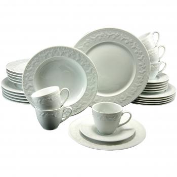 Creatable 17975 Silvia Weiss Servicio de mesa de porcelana blanco 39 x 28 x 31 cm – juego de 30