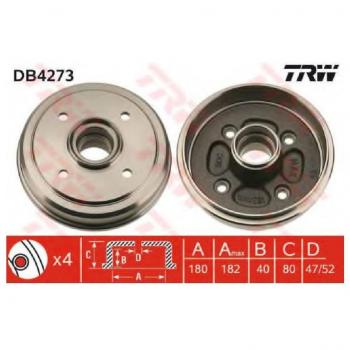 Tambor de Freno TRW DB4273 para Chevrolet Matiz y Daewoo Matiz Van