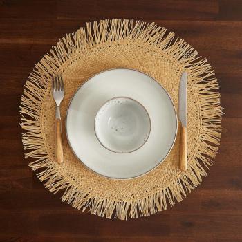 Mantel individual de rafia con flecos Guanábana