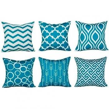 TIDWIACE Azur Hogar Algodón Lino Funda de Cojine del Sofá - Throw Cojín Decoración Almohada Caso de la Cubierta Decorativo para Sala de Estar sólido para Sala de Estar sofás 45x45Cm Set de 6