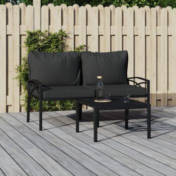 vidaXL Steel Garden Chairs with Grey Cushions - Set of 2 (62x75x79 cm)
