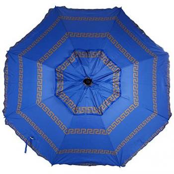 Sombrilla de Playa OLIMPIA AZUL 200 cm con Espiral y Poste de Recorrido Total - Protección Total contra los Rayos UV, 8 Varillas, Marca Crevicosta