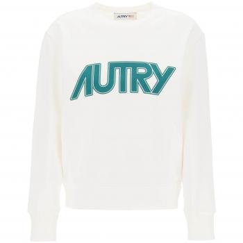 Autry Women's White Sweatshirt with Maxi Logo Print - Size XS