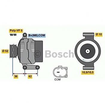 Alternador Bosch 0 986 081 040 - 115A, 14V para Mercedes-Benz A y B Clase