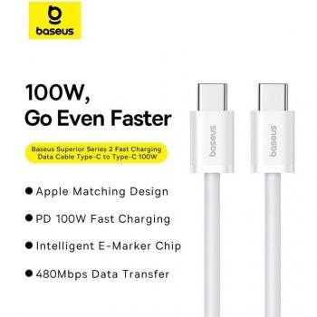 Cable de carga Baseus Superior Serie 2, 100W, 2m USB-C a USB-C