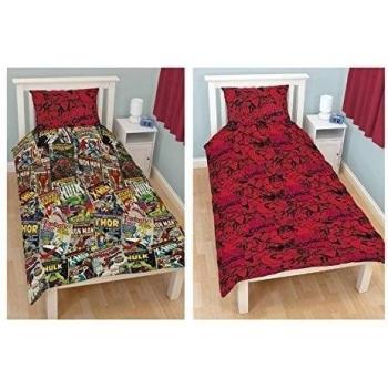 Character World - Funda nórdica con almohadas para cama individual, diseño reversible de Los Vengadores