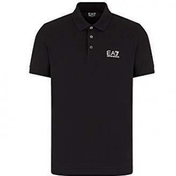 EA7 Emporio Armani Men's Black Elastic Core Identity Polo Shirt