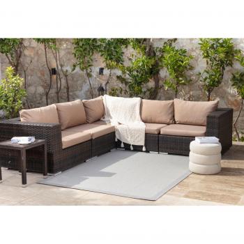 Surya - Alfombra Moderna de Exterior para Terraza, Balcón y Cocina en Gris y Marfil 120 x 170 cm