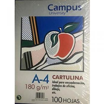 CARTULINA DIN A4 BLANCA 180GR PAQUETE CON 100 UNIDADES