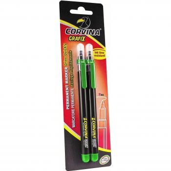 Corvina Grafix - Blister 2 boligrafos, color verde
