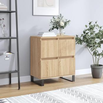 Aparador de madera contrachapada 60x35x70 cm en color roble Sonoma, mueble de almacenaje para salón, buffet, armario auxiliar y armario de almacenamiento