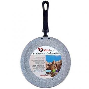 MAGEFESA Dolomiti crepier 28 cm de Acero esmaltado Color, Antiadherente Multicapa Efecto Piedra, Color Gris Exterior. Apto para Todo Tipo de cocinas, incluida inducción.