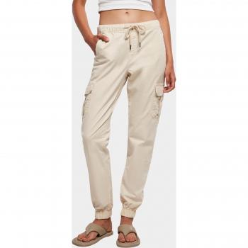 Urban Classics Women's High Waist Cargo Jogging Pants in Whitesand