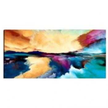 Impresión sobre Lienzo Abstracto Multicolor de Poliéster y Madera, 100x3x70 cm - Epikasa