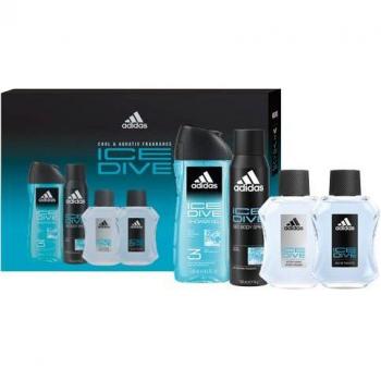 Adidas Ice Dive Set de Regalo - Eau de Toilette 100 ml + Gel de Ducha 3 en 1, 250 ml + Desodorante en Spray, 150 ml + After Shave, 100 ml