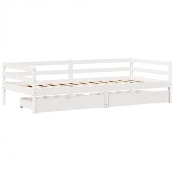 Sofá cama con cajones 90x200 cm de madera maciza de pino