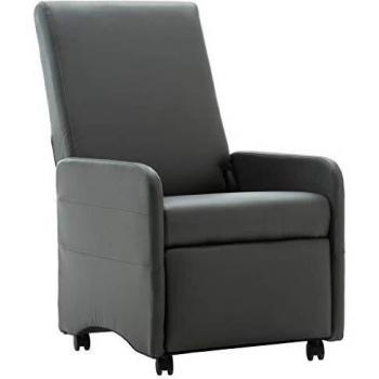 vidaXL Sillón Reclinable Cuero Sintético Salón Comedor Sala de Estar Habitación Casa Hogar Mobiliario Muebles Decoración Bricolaje Asientos Gris