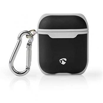 NEDIS Caso AirPods Funda Protectora para los AirPods 1 y 2 | Negra/Verde Negro/Gris