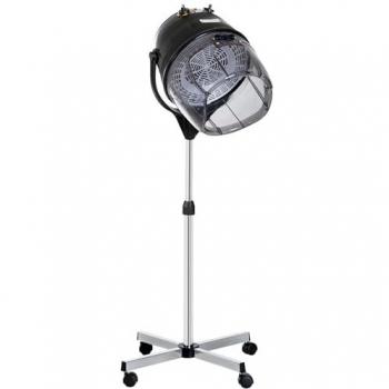 Homcom Secador de Pelo Profesional 1180W con Capucha, Altura Ajustable, Temperatura Regulable, Temporizador y Ruedas para Peluquería Negro