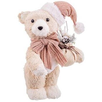 Adorno Navideño Oso Multicolor Plástico Polyfoam Tejido Flores 17 x 18 x 28 cm - Diseño único