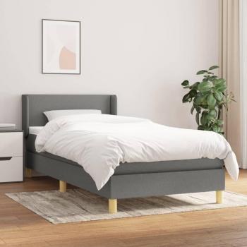 Cama Box Spring con Colchón de Tela Gris Oscuro 80x200 cm
