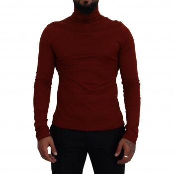 Maroon Cotton Turtle Neck Zip Sweater - IT50 | M