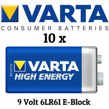 10 x Varta High Energy 9 V bloque de pilas alcalinas MN1604 6LR61 4922