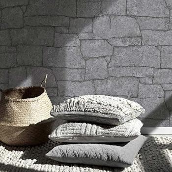 Papel Tapiz Vlies Erismann Focus 10297-47 Efecto Pared de Piedra 3D Industrial Gris Oscuro 0.53 x 10.05 m
